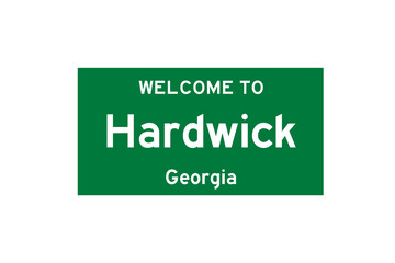 Hardwick, Georgia, USA. City limit sign on transparent background. 