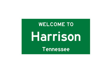 Harrison, Tennessee, USA. City limit sign on transparent background. 