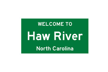 Haw River, North Carolina, USA. City limit sign on transparent background. 