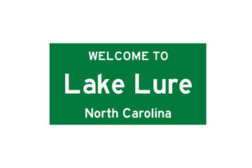 Lake Lure, North Carolina, USA. City limit sign on transparent background. 