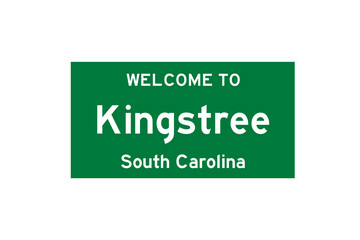 Kingstree, South Carolina, USA. City limit sign on transparent background. 