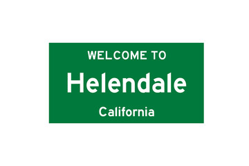 Helendale, California, USA. City limit sign on transparent background. 