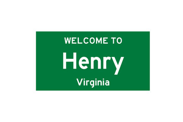 Henry, Virginia, USA. City limit sign on transparent background. 