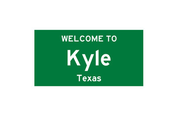 Kyle, Texas, USA. City limit sign on transparent background. 