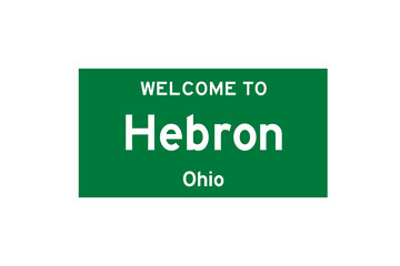Hebron, Ohio, USA. City limit sign on transparent background. 
