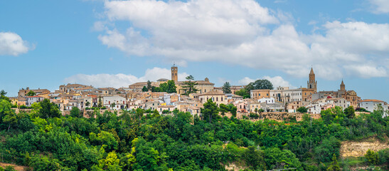 Fototapeta na wymiar Panorama of the beautiful village of Atri on a hill in Abruzzo