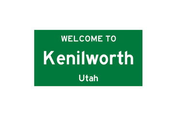 Kenilworth, Utah, USA. City limit sign on transparent background. 