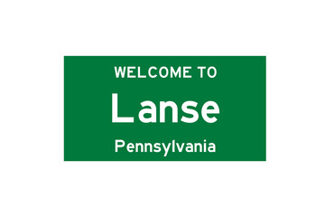 Lanse, Pennsylvania, USA. City limit sign on transparent background. 