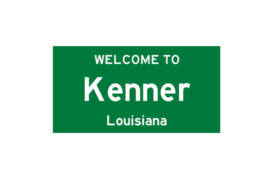 Kenner, Louisiana, USA. City limit sign on transparent background. 