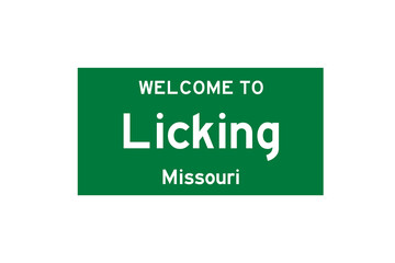 Licking, Missouri, USA. City limit sign on transparent background. 