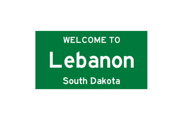 Lebanon, South Dakota, USA. City limit sign on transparent background. 