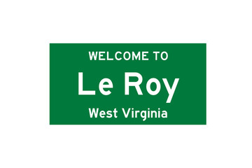Le Roy, West Virginia, USA. City limit sign on transparent background. 