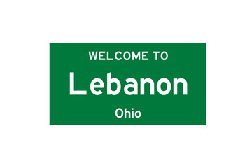 Lebanon, Ohio, USA. City limit sign on transparent background. 