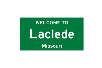 Laclede, Missouri, USA. City limit sign on transparent background. 