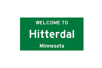 Hitterdal, Minnesota, USA. City limit sign on transparent background. 