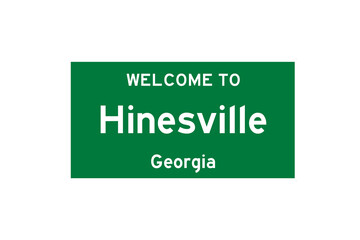 Hinesville, Georgia, USA. City limit sign on transparent background. 