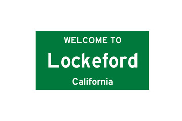 Lockeford, California, USA. City limit sign on transparent background. 