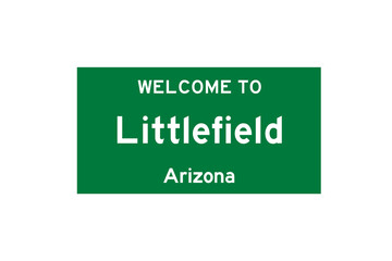 Littlefield, Arizona, USA. City limit sign on transparent background. 