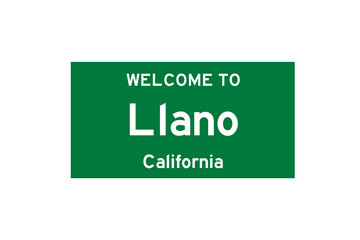 Llano, California, USA. City limit sign on transparent background. 