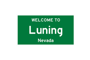 Luning, Nevada, USA. City limit sign on transparent background. 