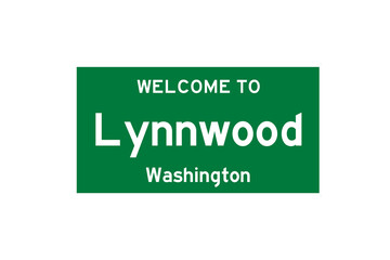Lynnwood, Washington, USA. City limit sign on transparent background. 