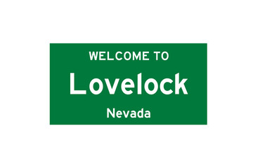 Lovelock, Nevada, USA. City limit sign on transparent background. 
