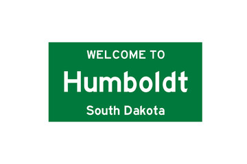 Humboldt, South Dakota, USA. City limit sign on transparent background. 
