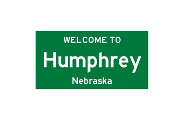 Humphrey, Nebraska, USA. City limit sign on transparent background. 