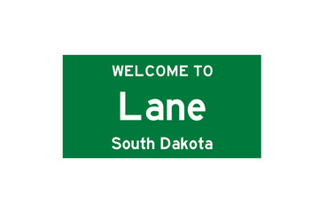 Lane, South Dakota, USA. City limit sign on transparent background. 