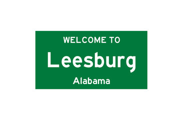 Leesburg, Alabama, USA. City limit sign on transparent background. 