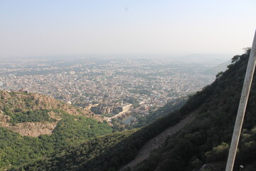 Aerial view of residential houses in Alwar city, Rajasthan. Top angle Drone shot, houses in a smart...
