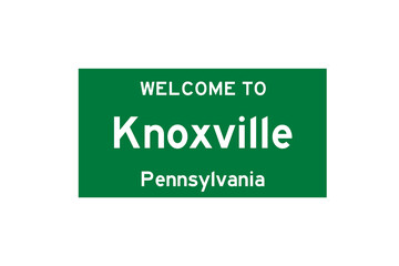 Knoxville, Pennsylvania, USA. City limit sign on transparent background. 