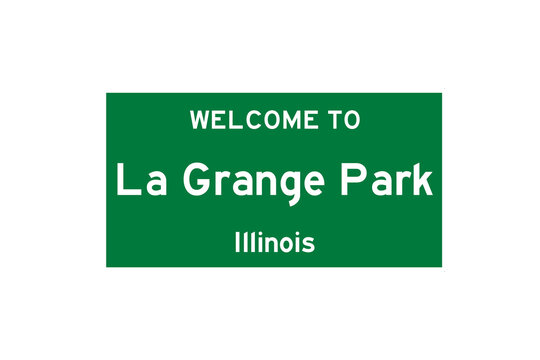 La Grange Park, Illinois, USA. City Limit Sign On Transparent Background. 