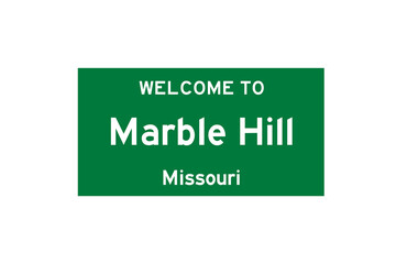 Marble Hill, Missouri, USA. City limit sign on transparent background. 