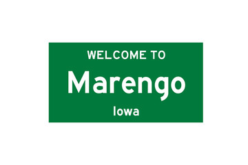 Marengo, Iowa, USA. City limit sign on transparent background. 