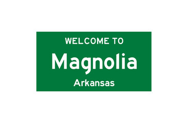 Magnolia, Arkansas, USA. City limit sign on transparent background. 
