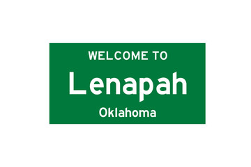 Lenapah, Oklahoma, USA. City limit sign on transparent background. 
