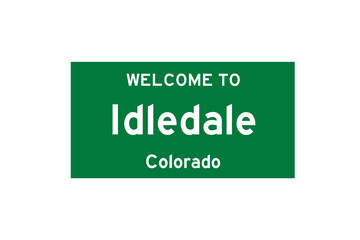 Idledale, Colorado, USA. City limit sign on transparent background. 