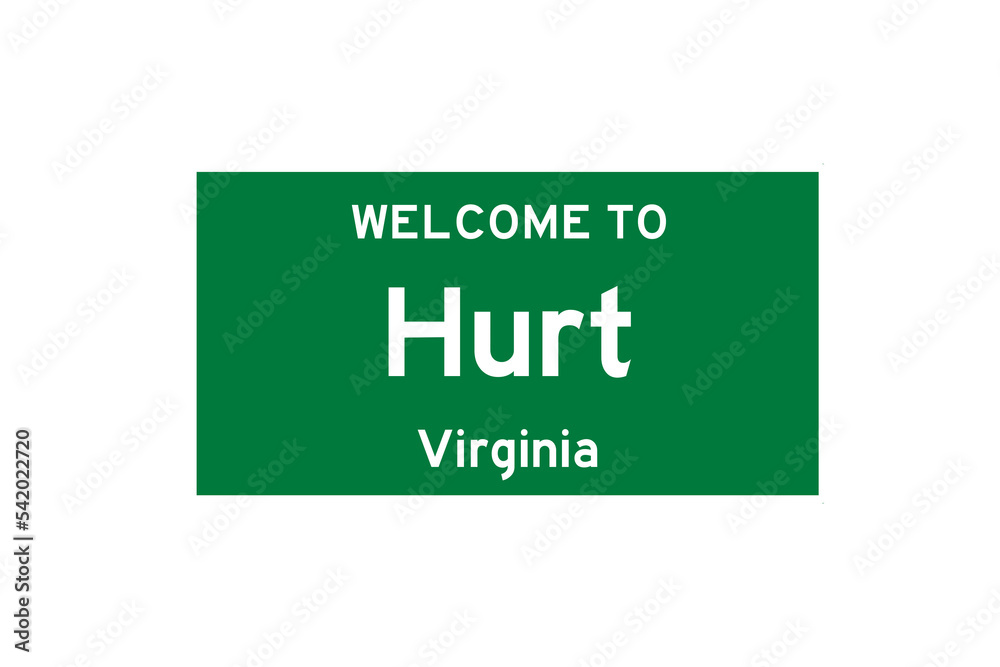 Wall mural hurt, virginia, usa. city limit sign on transparent background.