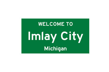 Imlay City, Michigan, USA. City limit sign on transparent background. 