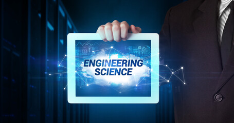 Person holding tablet, technology concept