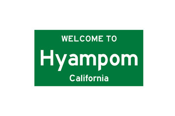 Hyampom, California, USA. City limit sign on transparent background. 