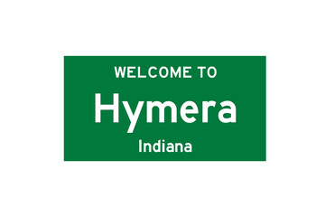 Hymera, Indiana, USA. City limit sign on transparent background. 