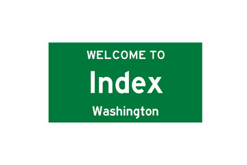 Index, Washington, USA. City limit sign on transparent background. 