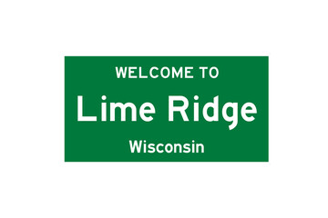 Lime Ridge, Wisconsin, USA. City limit sign on transparent background. 