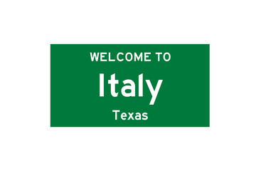 Italy, Texas, USA. City limit sign on transparent background. 