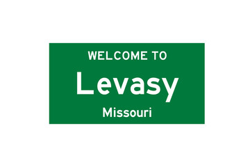 Levasy, Missouri, USA. City limit sign on transparent background. 