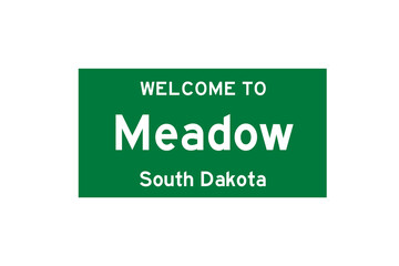 Meadow, South Dakota, USA. City limit sign on transparent background. 