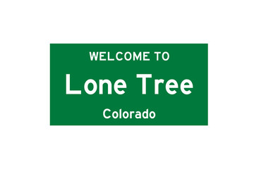 Lone Tree, Colorado, USA. City limit sign on transparent background. 
