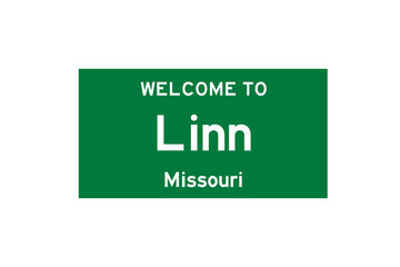 Linn, Missouri, USA. City limit sign on transparent background. 